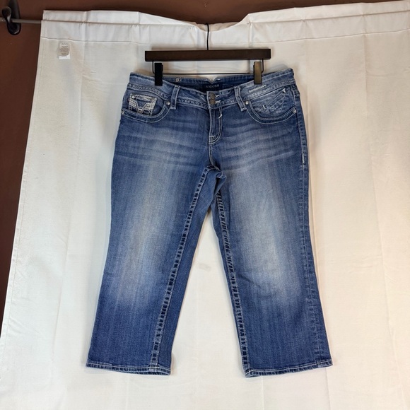 VIGOSS Women’s Size 14 Length 21” Denim Jeans Chelsea Capri Fit Style Stretch - Picture 2 of 14
